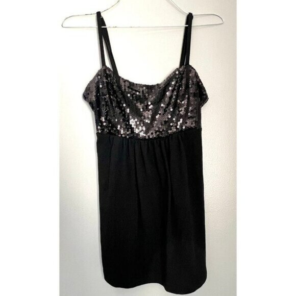 Women’s Black Sequin Y2K Tank Top Sz. SM - Picture 1 of 7